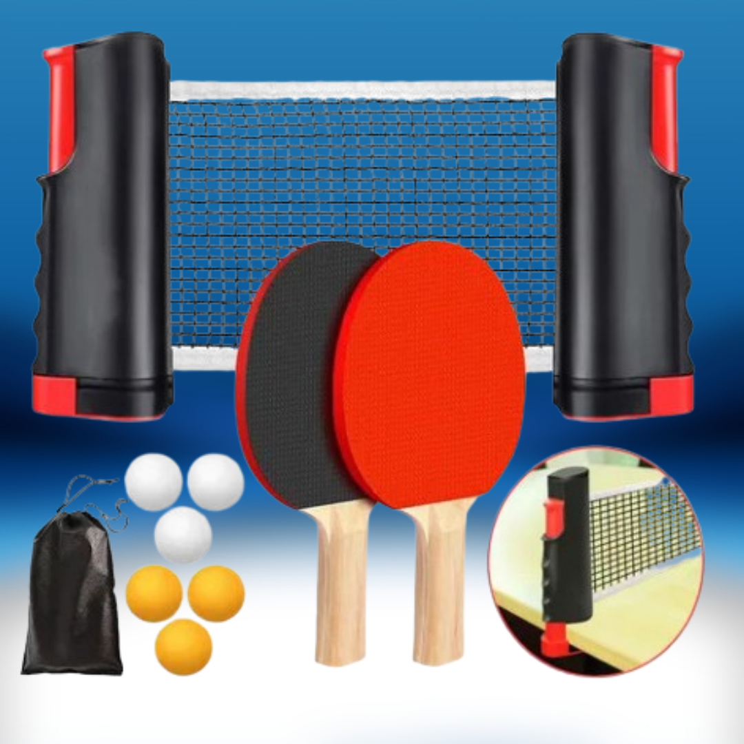 Set De Tennis De Table Portable Coriver – Filet Rétractable, 2 Raquettes, 9 Balles, Sac De Rangement, Pour Intérieur/extérieur
