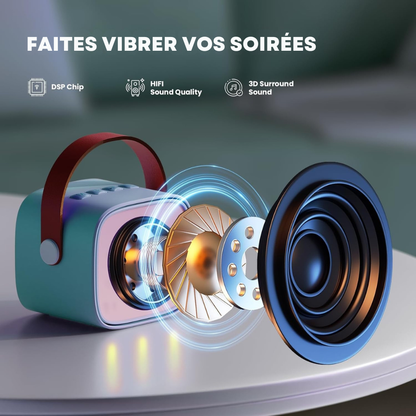 KaraokéCube™ – Enceinte Bluetooth 3-en-1 pour des Soirées Inoubliables