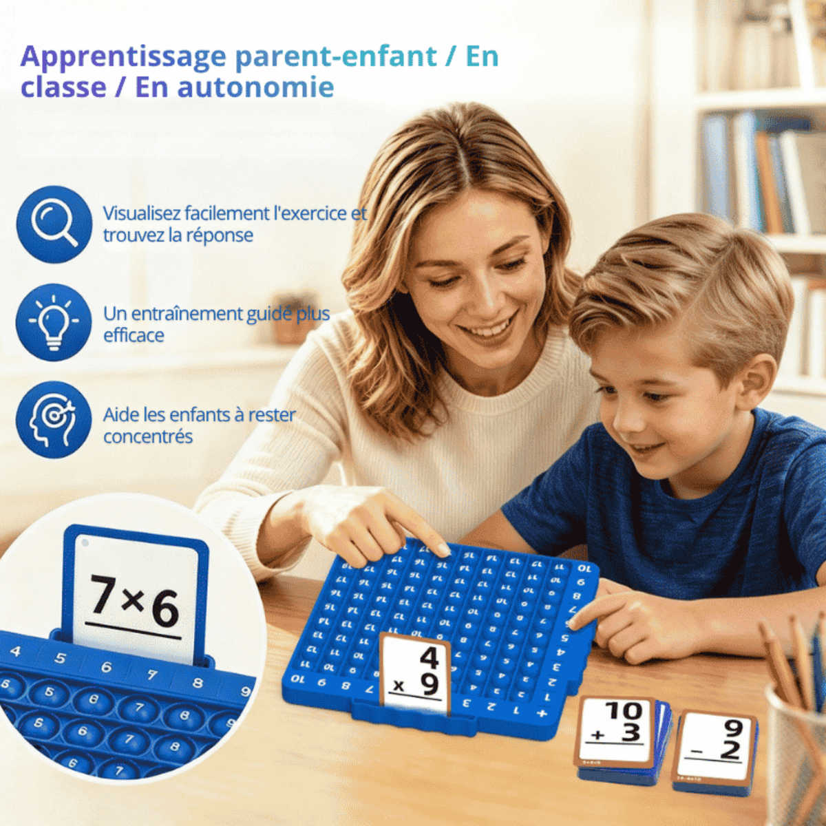 Tableau de Multiplication à Bulles + Cartes Éclair - 4 Opérations.