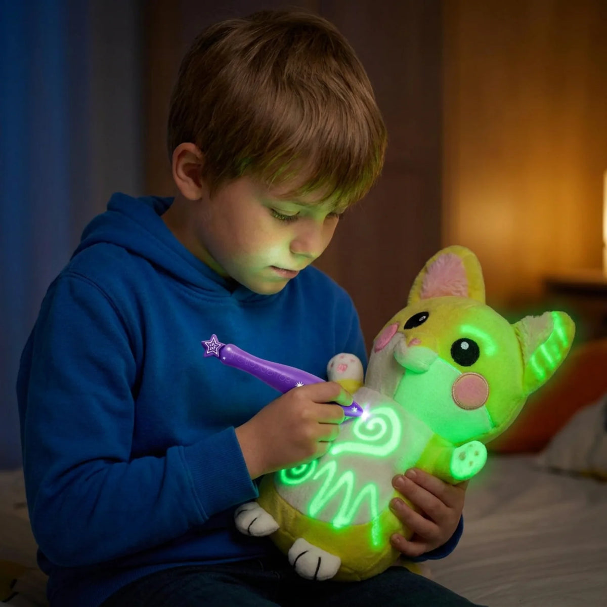 Peluche Magique LumiDessin™ — Toutou Lumineux Interactif pour Enfants.