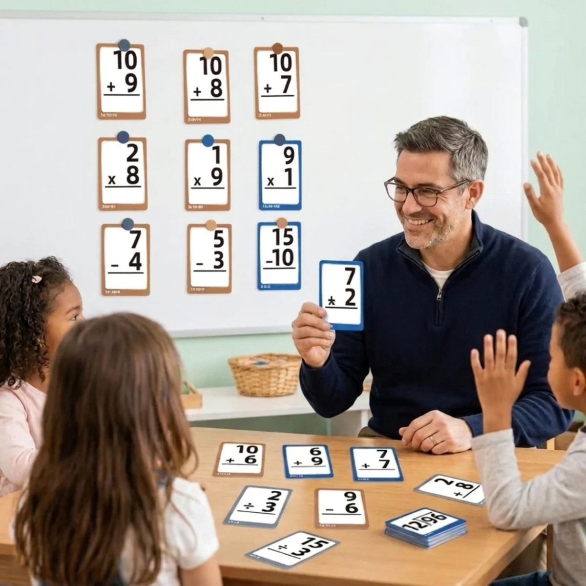 Tableau de Multiplication à Bulles + Cartes Éclair - 4 Opérations.